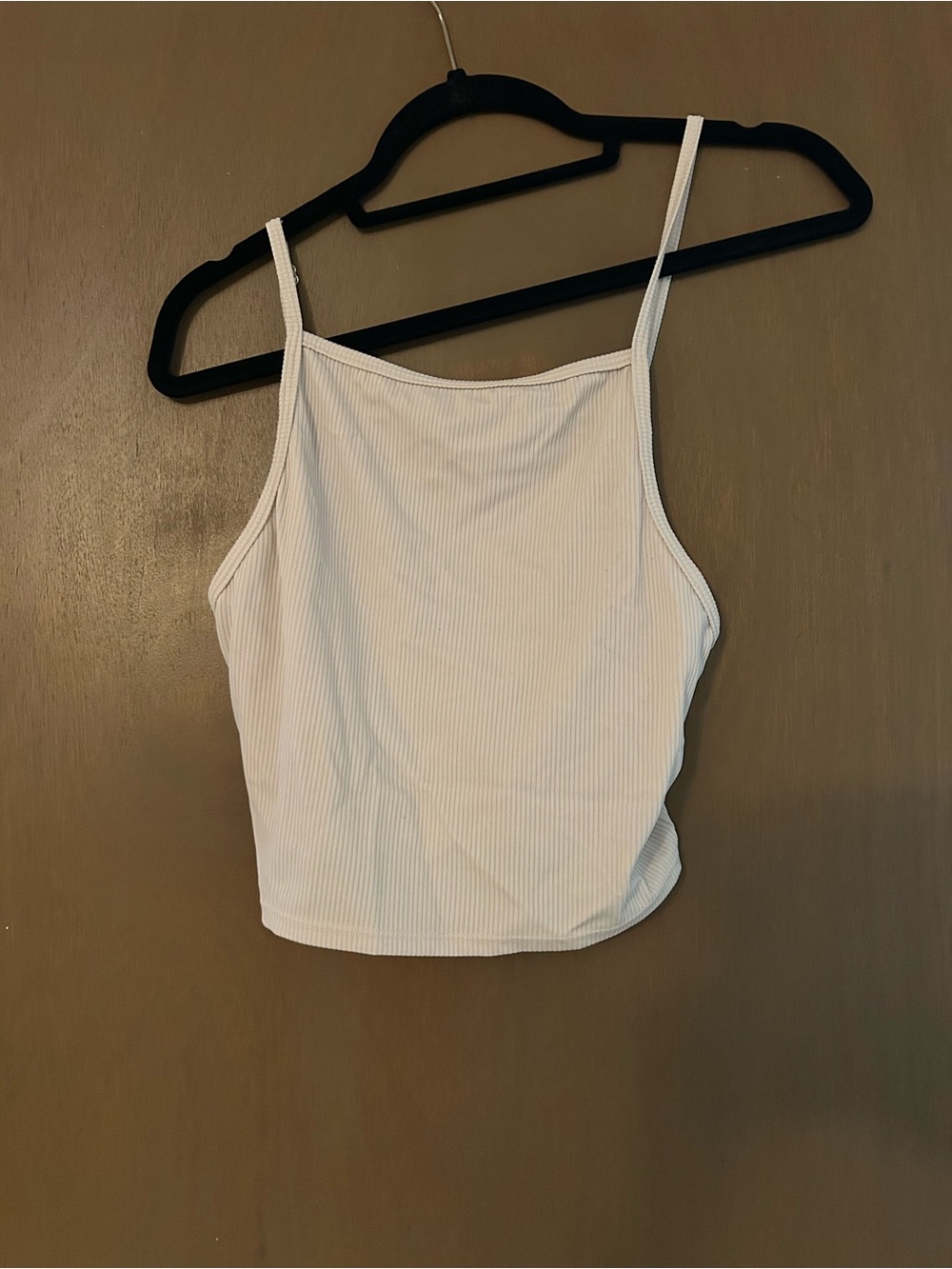 Kortni Jeane White Ribbed Spaghetti Strap Crop Tank